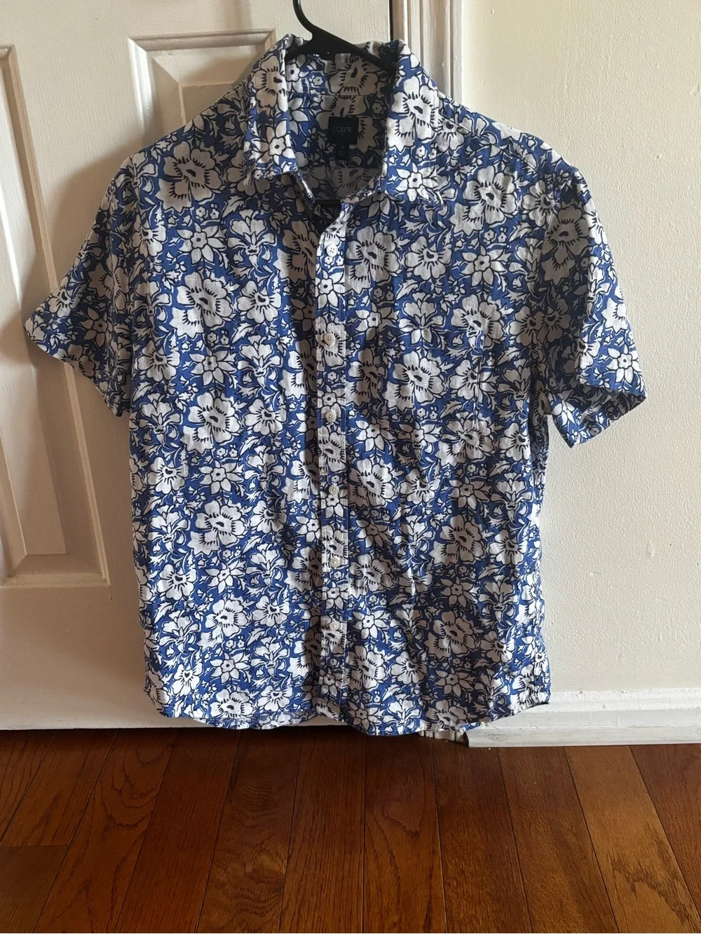 J Crew Blue Floral Short-Sleeve Shirt